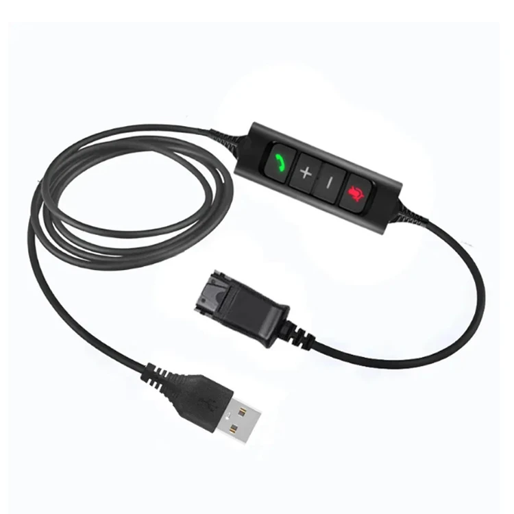 Call Center Enc Headset Qd to USB Adapter Cable Supports Microsoft Teams Answering