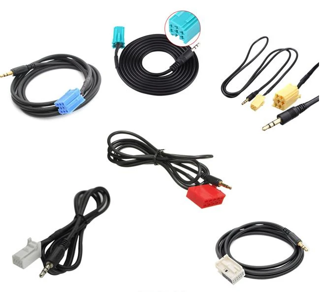 Car Aux-in Audio Cable 12V 3.5mm Jack to ISO Connector Auxiliary Input Adapter Aux Cable for FIAT Audio Cable