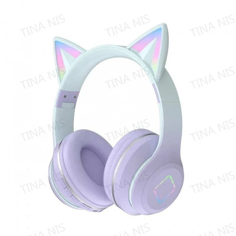 Cat Ear Wireless Earphone Radual Color LED Luminous OEM Headset Wireless Over Head Earphone
