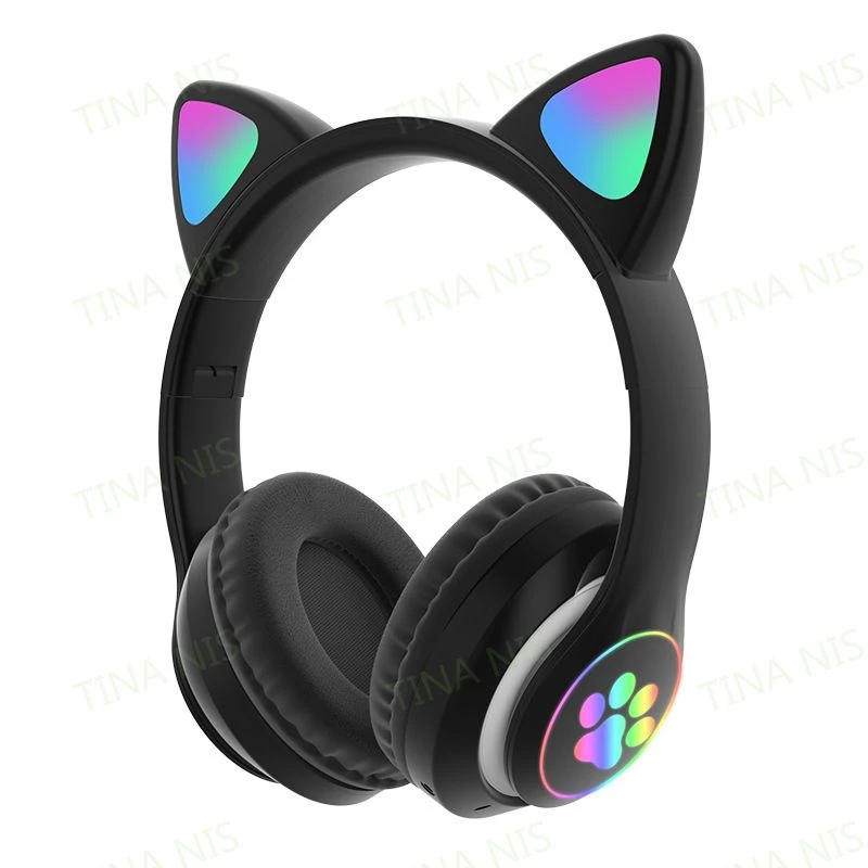 Cat Ears Stn-28 Over-Ear Wireless Bluetooth Headset Stereo Luminous Foldable Wireless Headphones