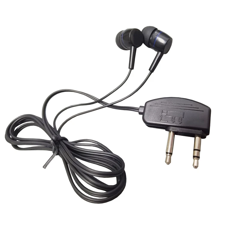Cheap Airplane Aviation Accessories Dual Foldable Headphone Double 2 Pin Disposable Airline Earphone