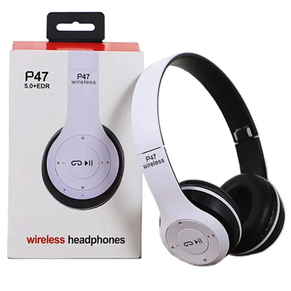 Cheapest P47 Wireless Headset 5.0 Blue-Tooth Headphones Foldable Bass HiFi Earphones Supports TF Card Headset with Microphone