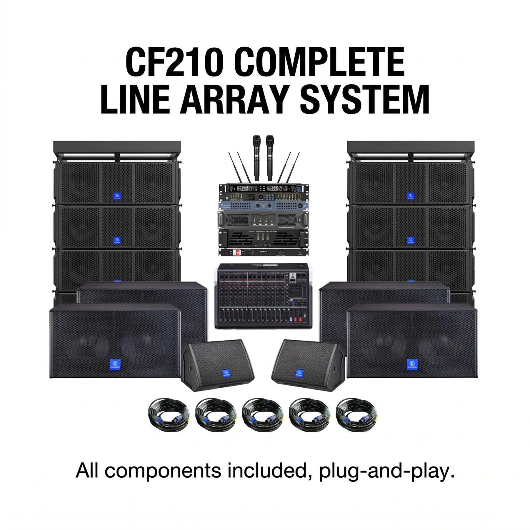 Chordio CF210 Professional Passive Church Line Array Loudspeaker Dual 10 Inch DJ Audio Sound System Speaker for Party