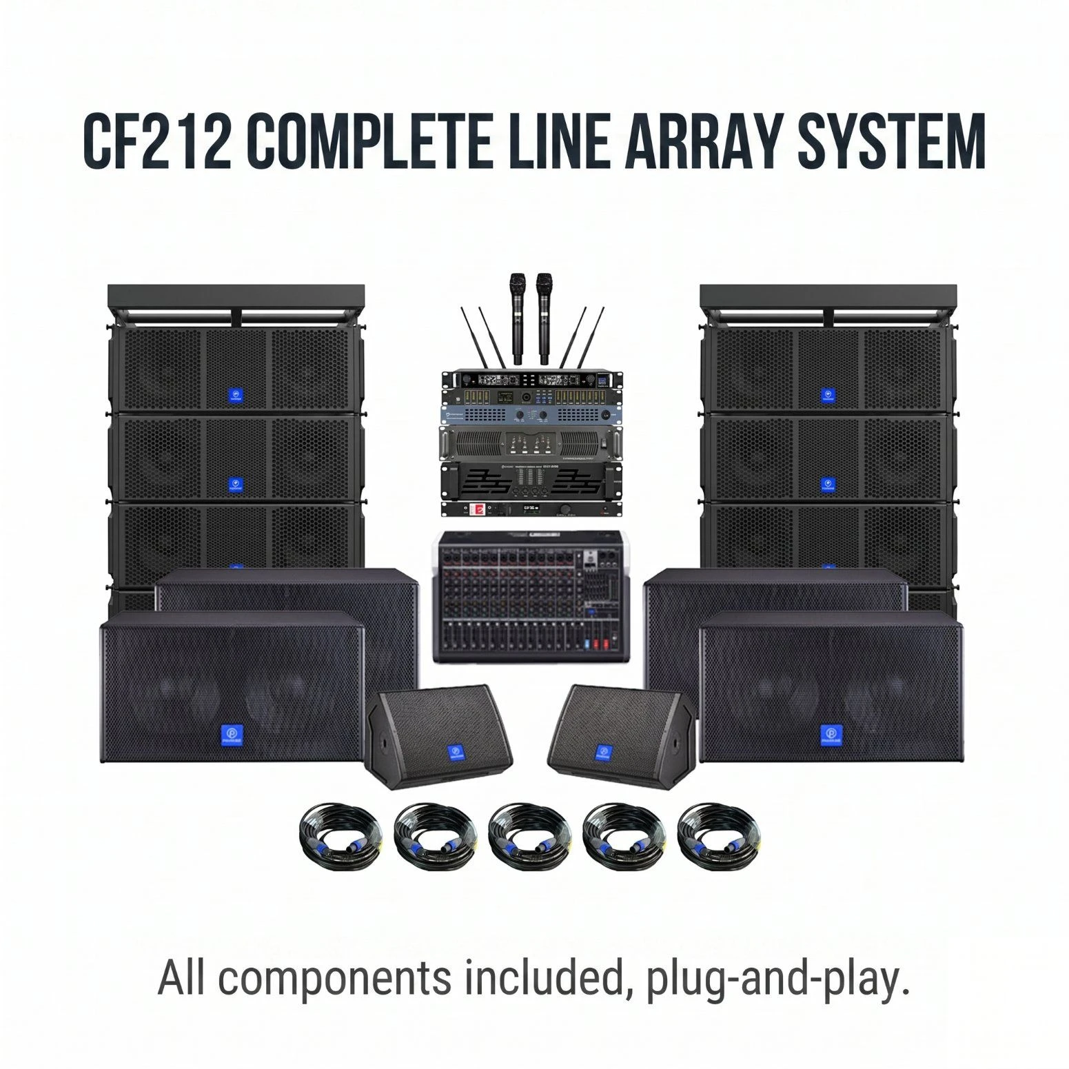 Chordio CF212 Professional Passive PA Line Array Dual 12 Inch DJ Audio Sound System Speaker for Party