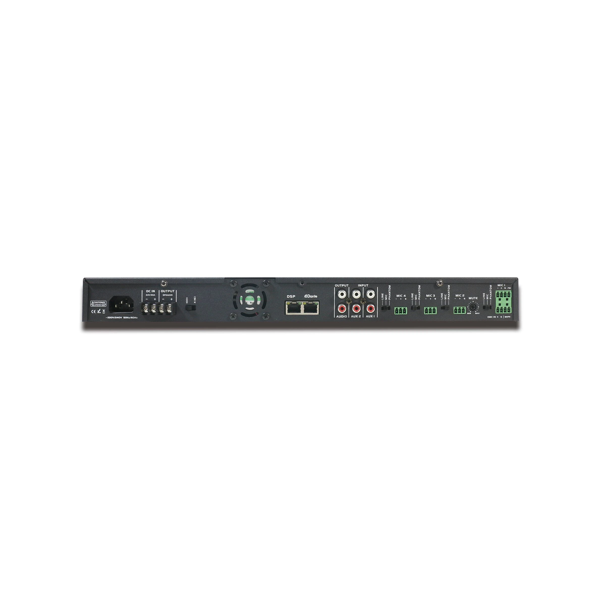 Class D 500W 100V or 4-16 Ohm Switchable Mixer Amplifier with USB, SD, Aux, Tuner, Bluetooth, 24VDC Input