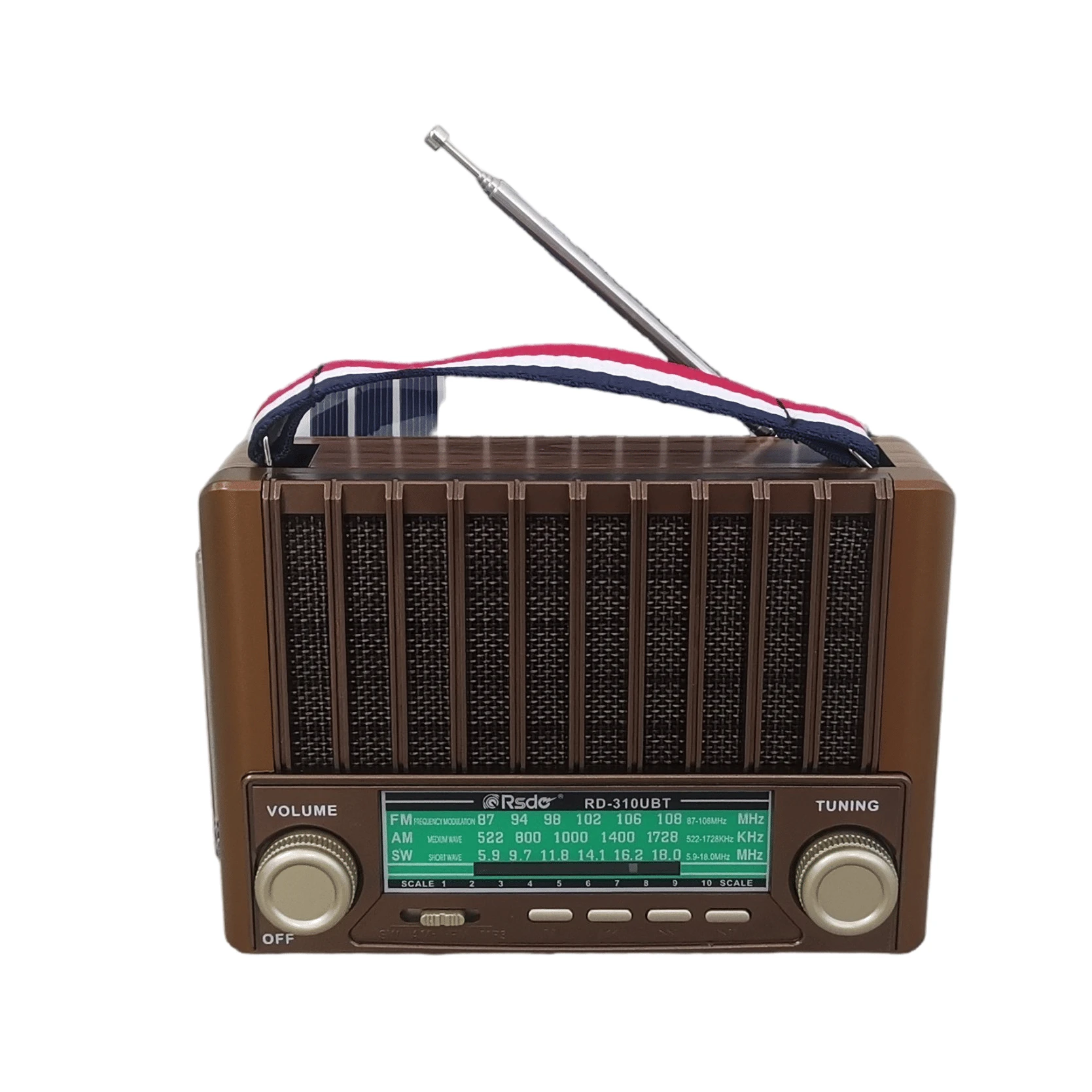 Classical Portable Bluetooth Speaker Retro FM/Am/Sw Radio with Solar Panel and Torch
