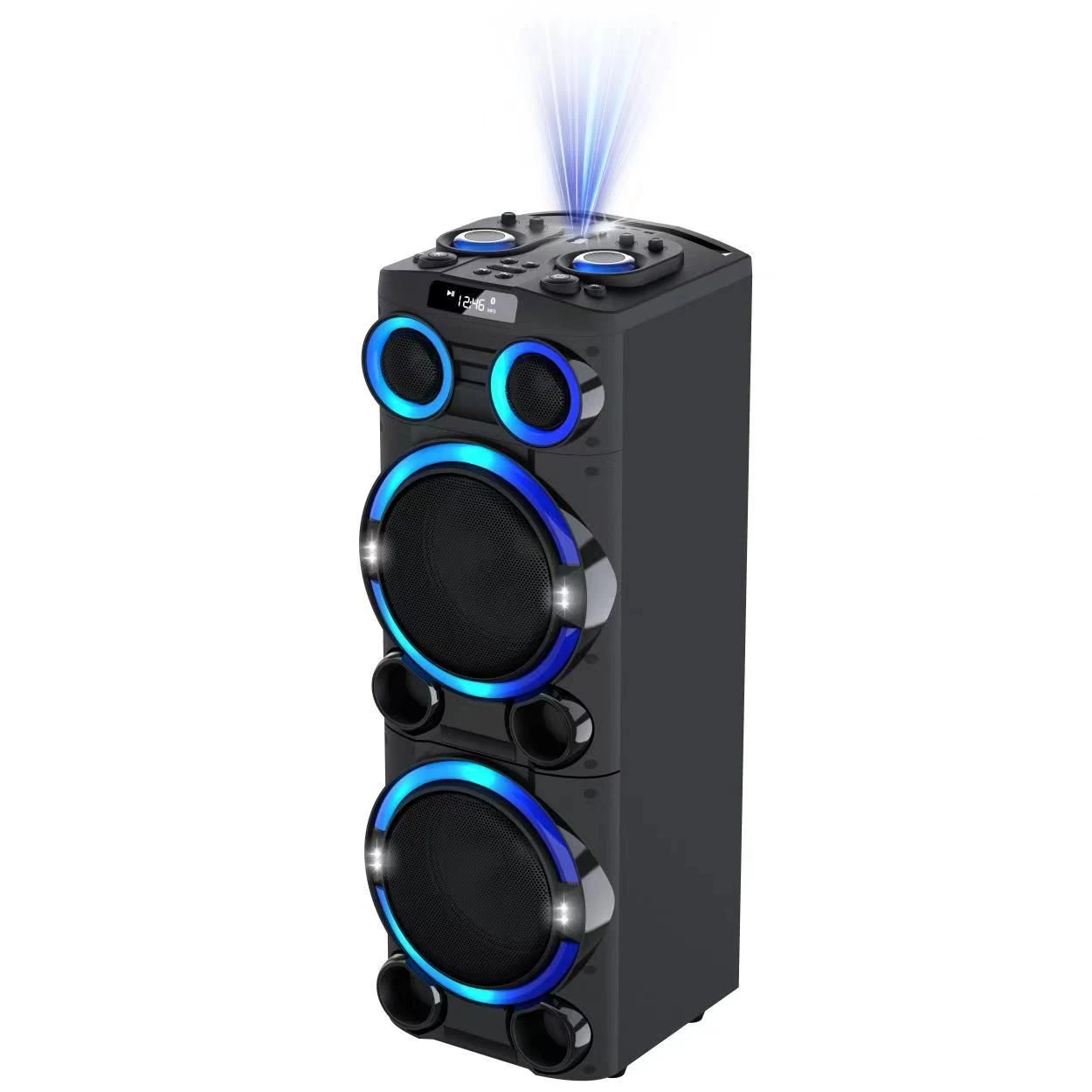 Club Karaoke Instrumental Livingroom Guitar PA Bt USB Dual 10 Inch Laser Disco Light Wireless Trolley Audio Loud Speaker