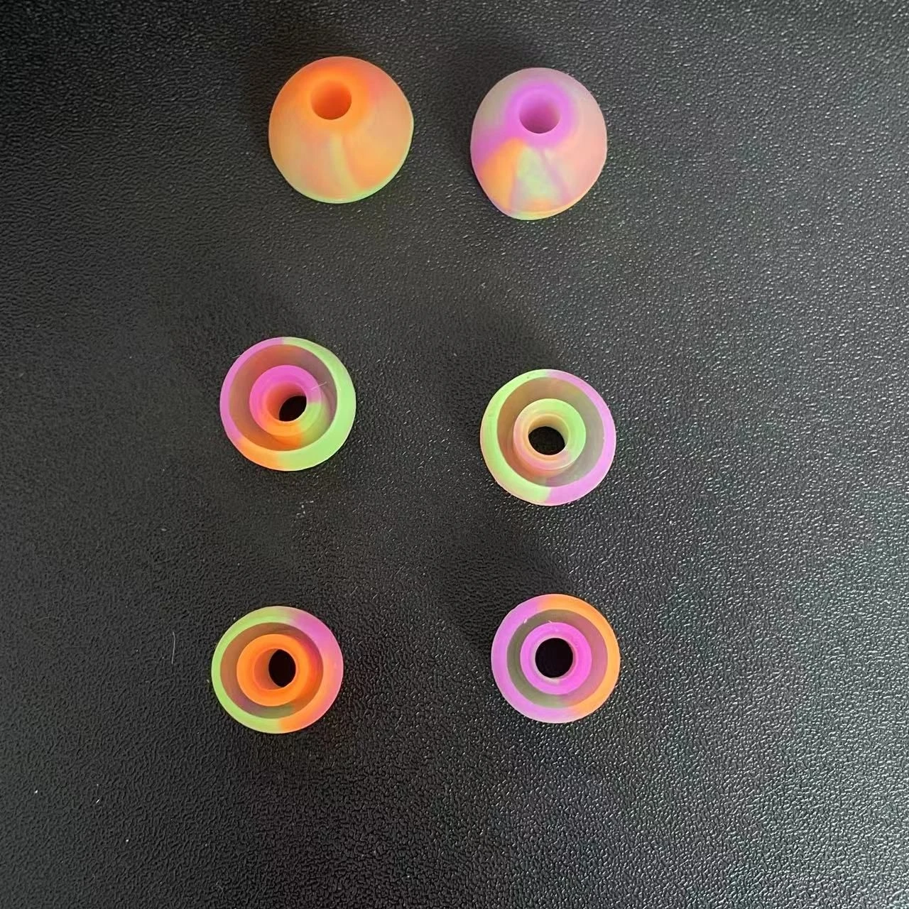 Colorful Bullet Shape Silicone Ear Tips, 3mm Bore S/M/L 3 Sizes, Custom Colors Available
