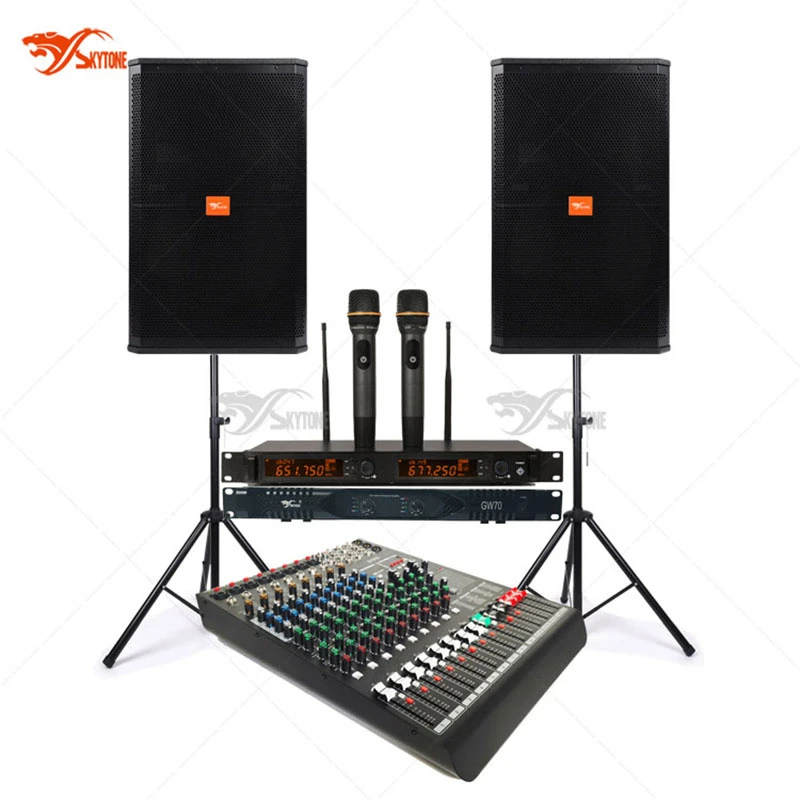 Combination Professional 15-Inch Audio Speaker Sound System with Amplifier/Mixer/UHF Wireless Microphones
