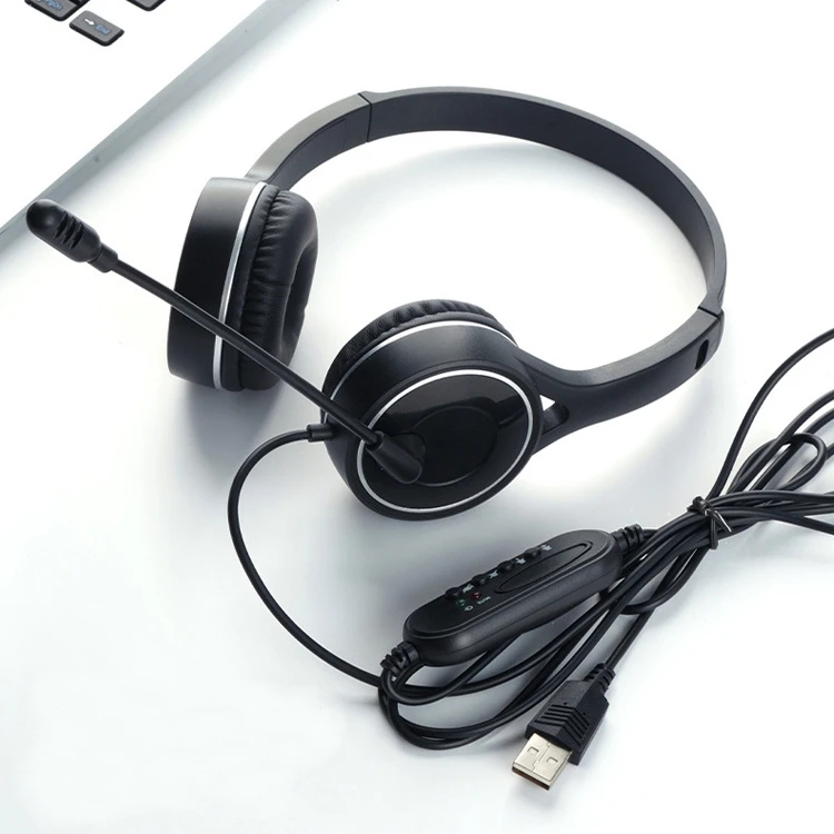 Computer USB 3.5mm Gaming Headset with Gooseneck Mic and Surround Sound for Gamer
