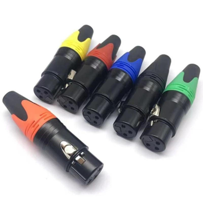 Copper Core Gold Plated Conectores XLR Female Microphone Plug 3-Pin Balanced Black Shell