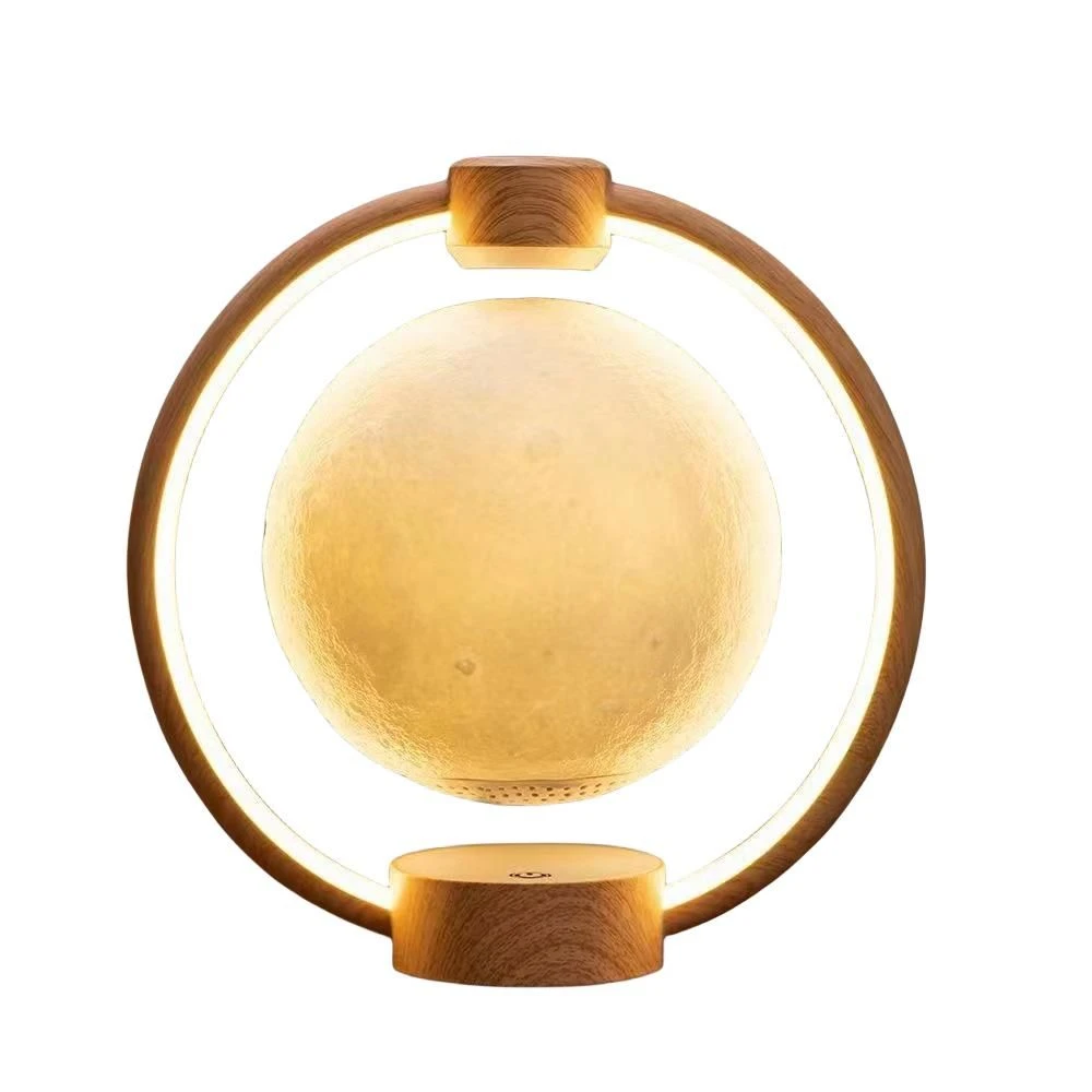 Creative Round Shape Magnetic Levitation Floating Bluetooth Speaker with Moon Lamp for Gift Christmas Decoration