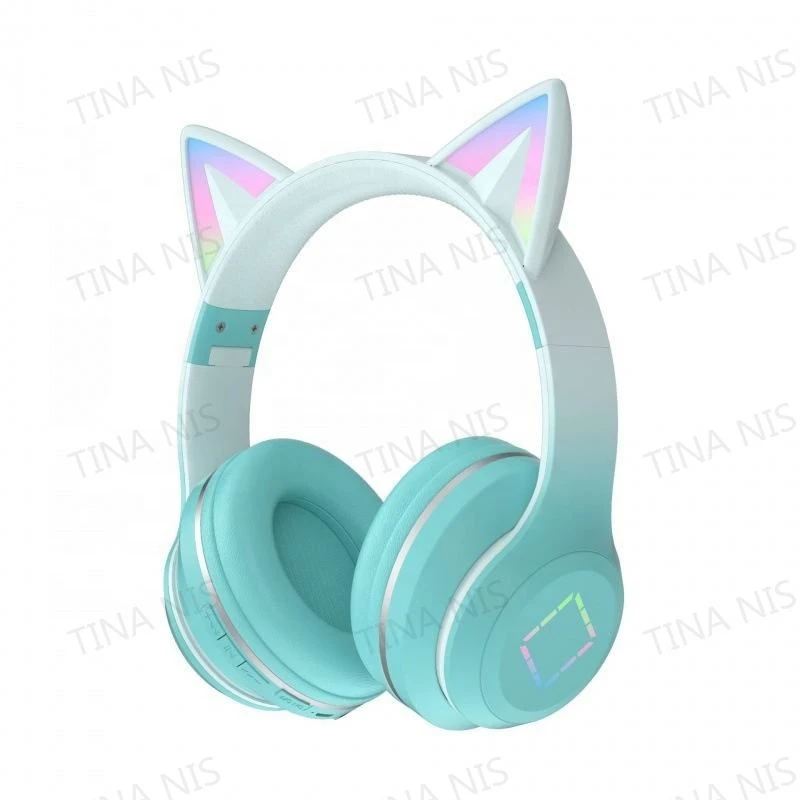 Cross-Bor Live Streaming Dr57 Gradient Color Wireless Bt Earphone Cat Ear Head-Wearing Children’s Online Class Call Headphones