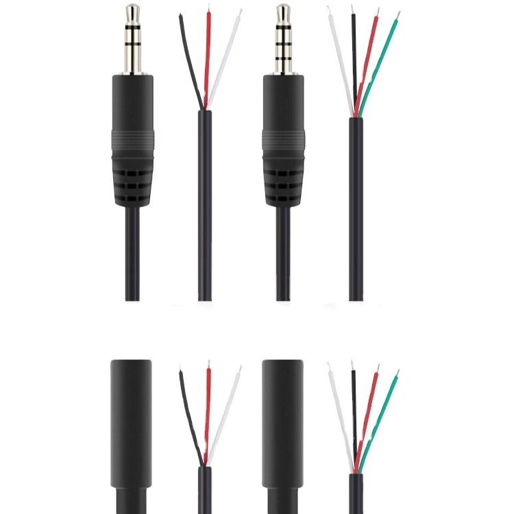 Custom Audio Aux Cable 4 Pole 3 Pole 3.5mm PVC Stereo Silver CE Polybag OEM Combination Gold Silver Speaker Cable Stock CE RoHS