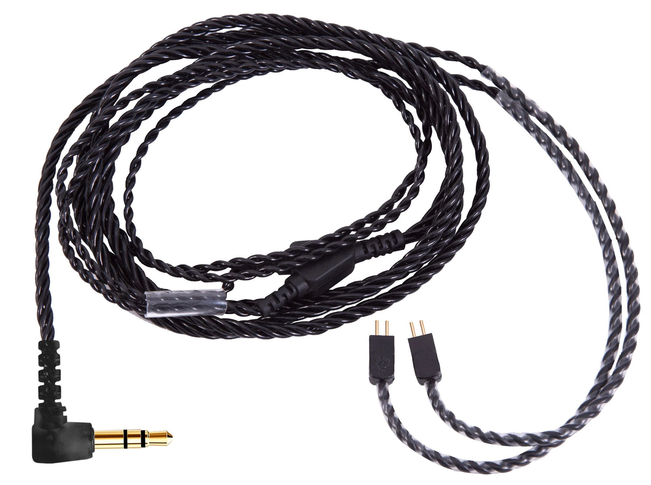 Custom Black Lem 2-Pin Headphone Cable for Hearing Aid