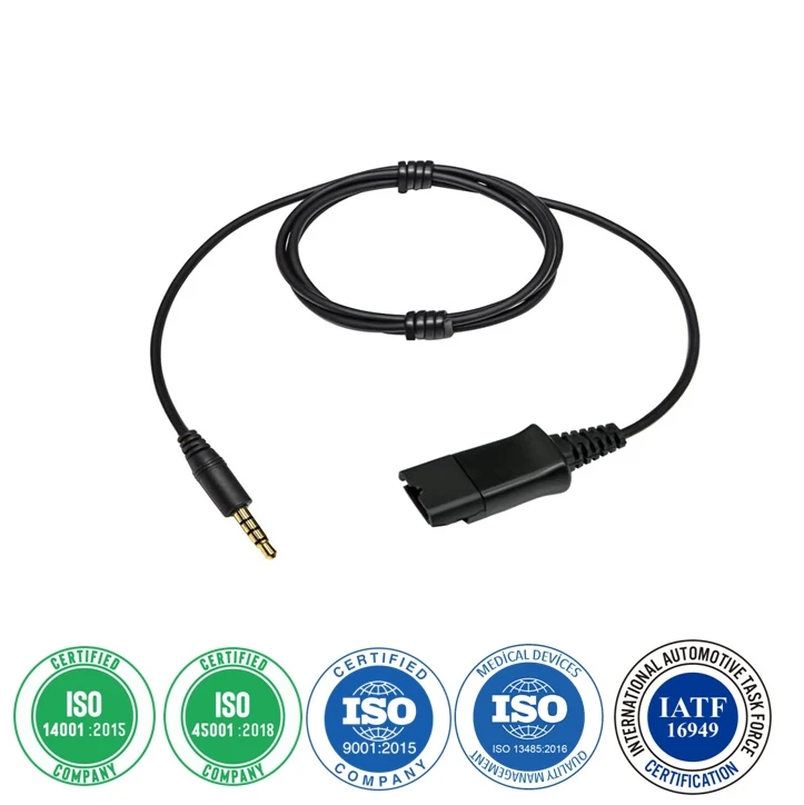 Custom Quick Disconnect PC Cord to 3.5 mm Jack Cable Assembly