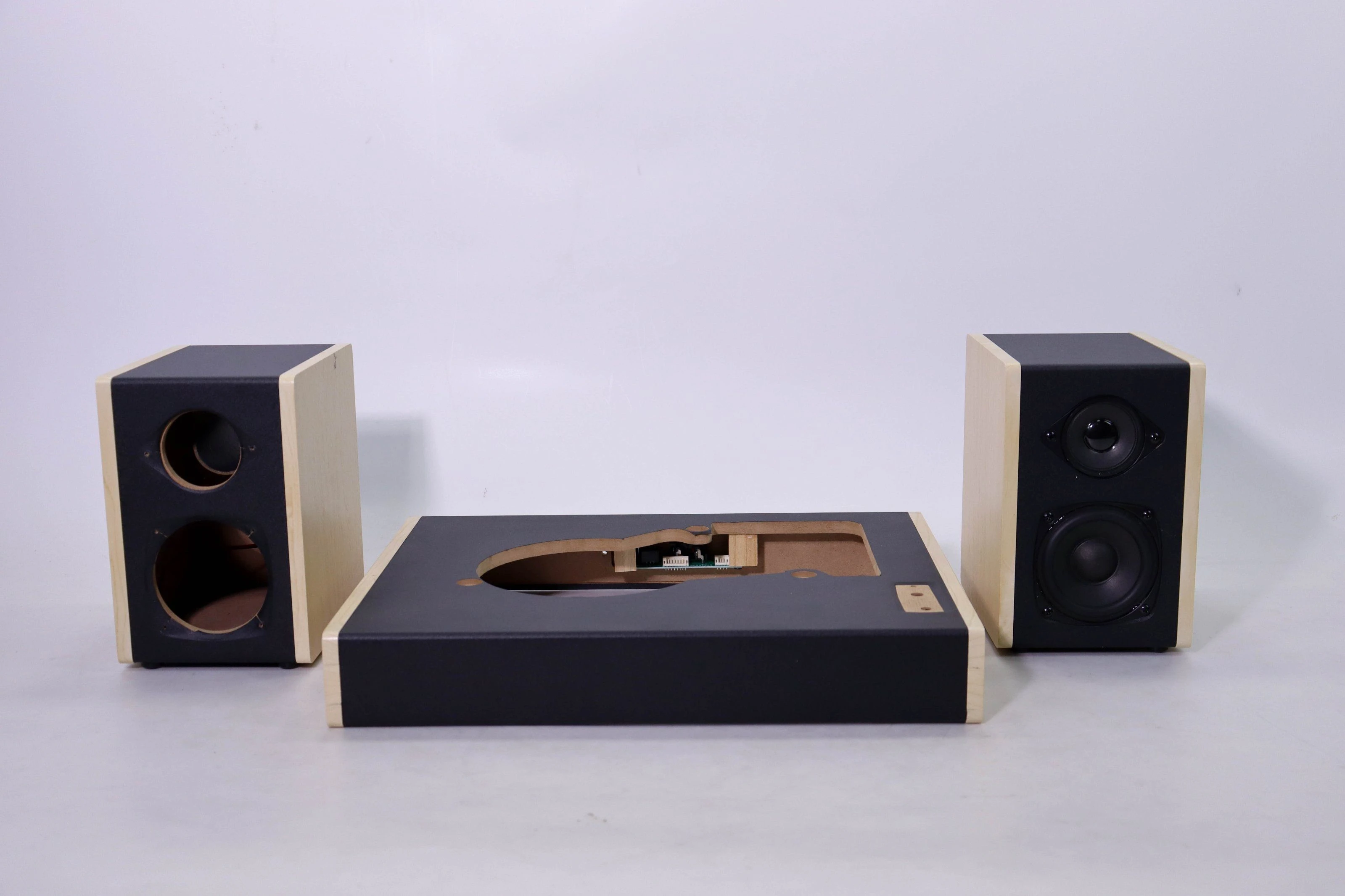 Custom Size Antique Full Frequency Solid Wood Shell Active Turntable Vinyl Record Player Empty Box with HiFi Bookshelf Speaker Cabinet