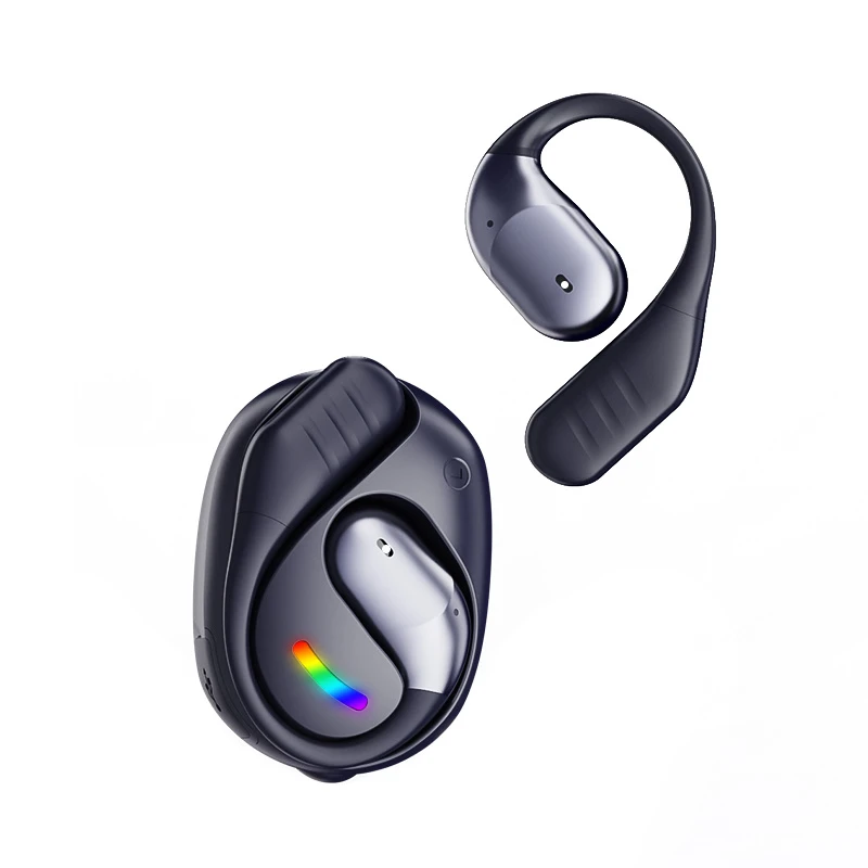 Custom Sports Bluetooth Earphones Over Ear Hook High-Performance Ipx5 Waterproof Wireless Headphones with Neck Sling Ambient LED Light 5.3