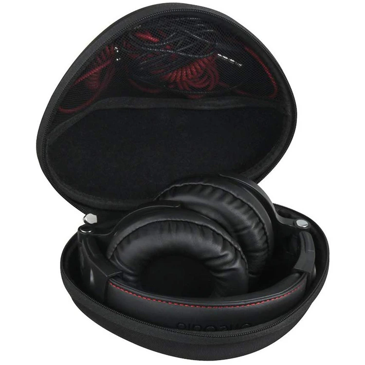 Custom Zipper Black Waterproof Portable Triangular EVA Hard Protective Headset Headphone Earphone Case