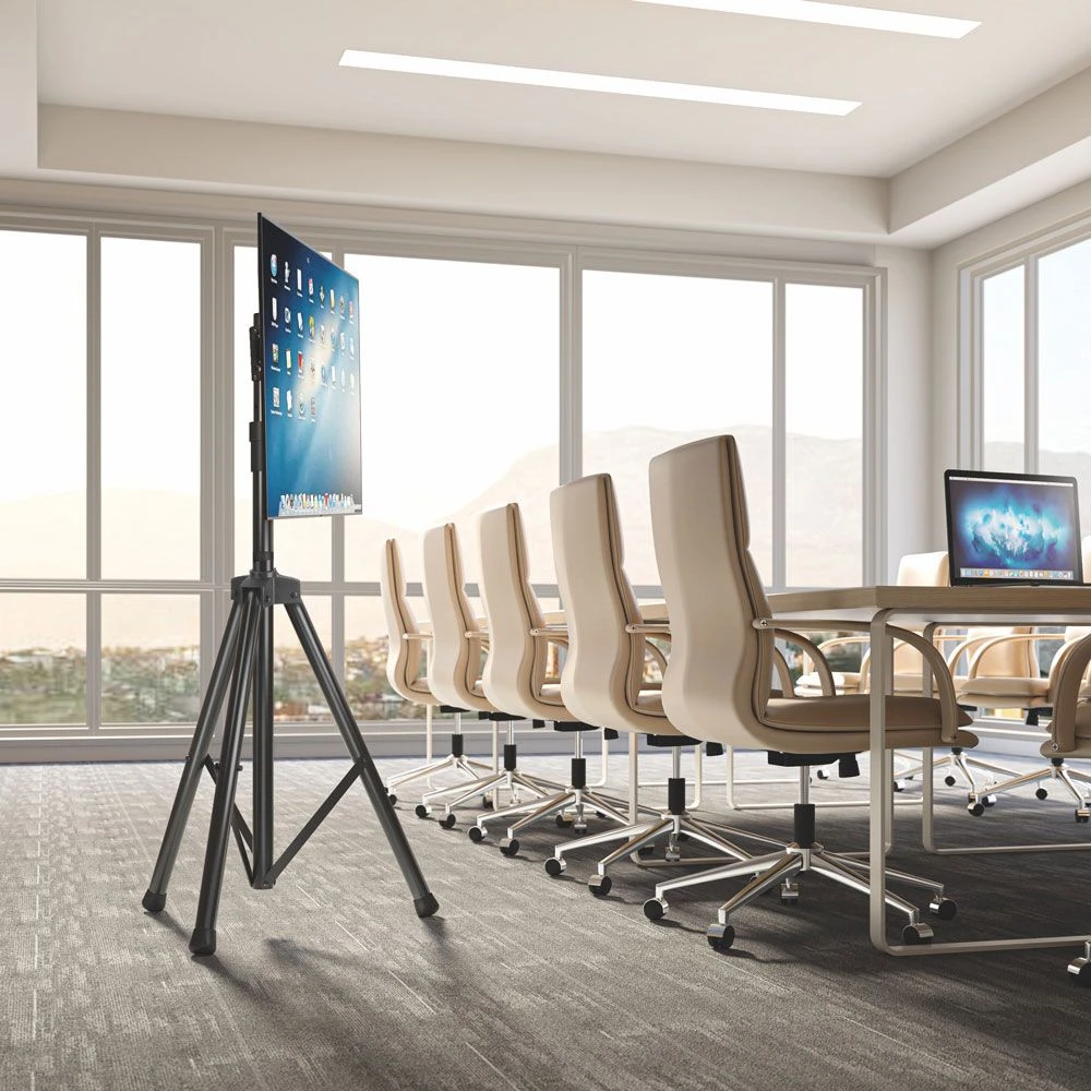 Customizable Flexible Tilting TV Mount with Portable Tripod Speaker Stand