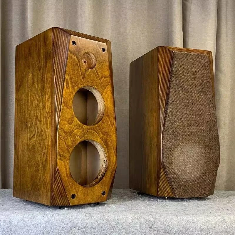 Customized 6.5-Inch 8-Inch Solid Wood Three-Way Angled Speaker Empty Sealed Sound System Tweeter Speaker Subwoofer Enclosure
