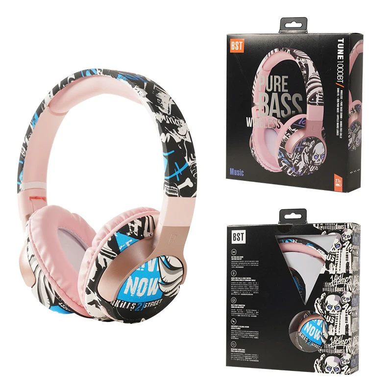 Cute Cartoon Space Man Wireless Bluetooth Headband Headphones Foldable for Leisure