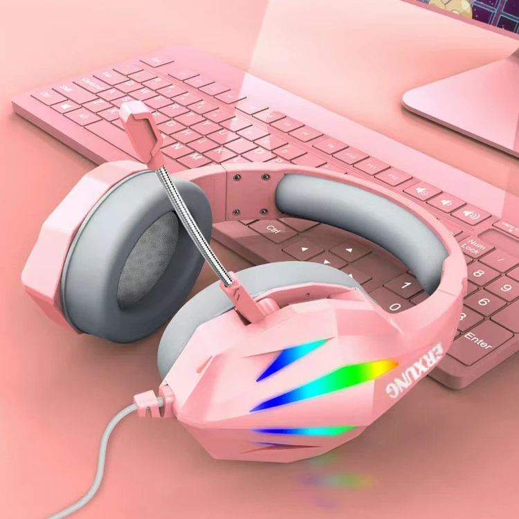 Cute Kids Headphones Safe on-Ear Wired Headphones Gaming Headset with 3.5mm & USB Cable for Child Girls