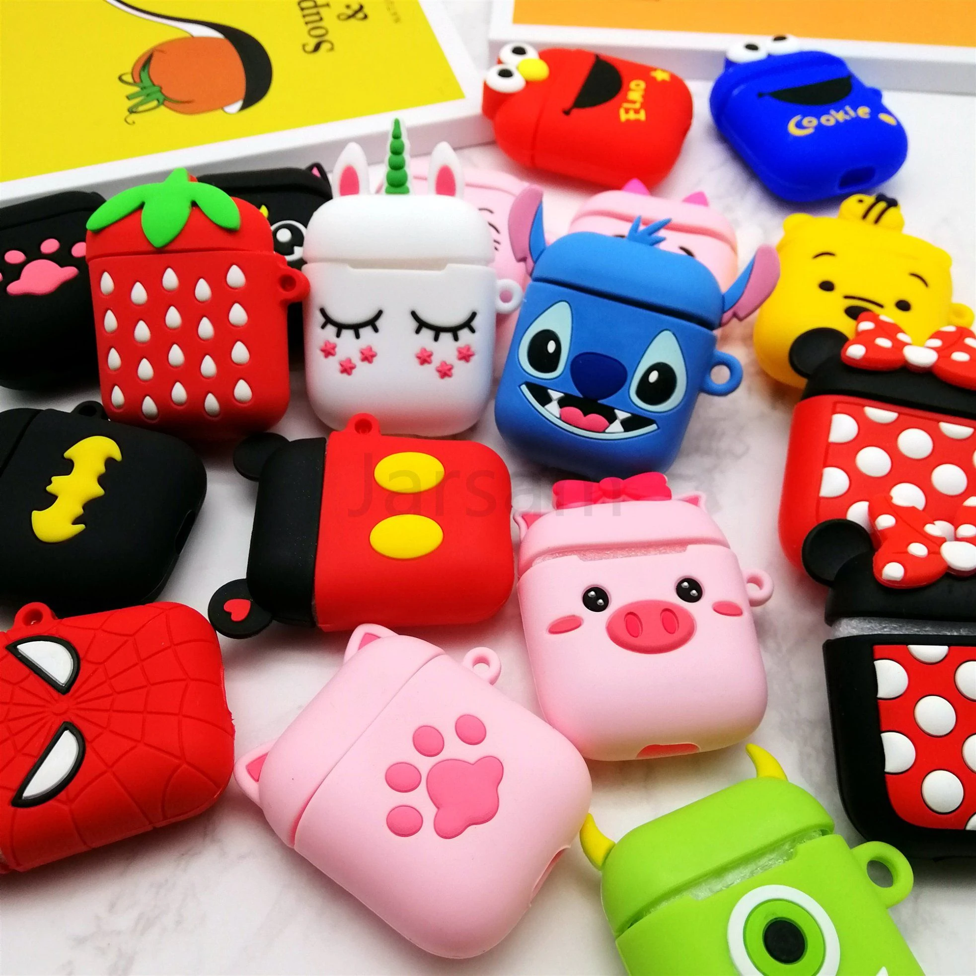 Cute Wireless Earphone Case Apple Airpods 2 Silicone Charging Headphones Case for Airpods Protective Cover