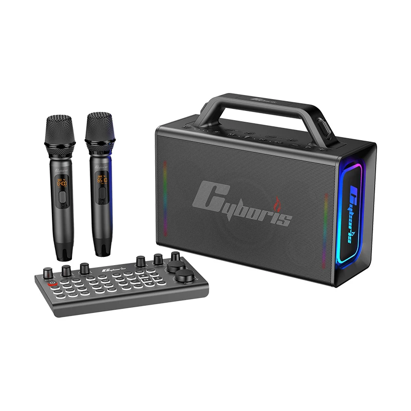 Cyboris Galabeat X21 200W High End Kalaoke Speaker with Live Steam Console Outdoor Portble Bloutooth High-End Karaoke Speaker 2.2 Channel Bass Boombox