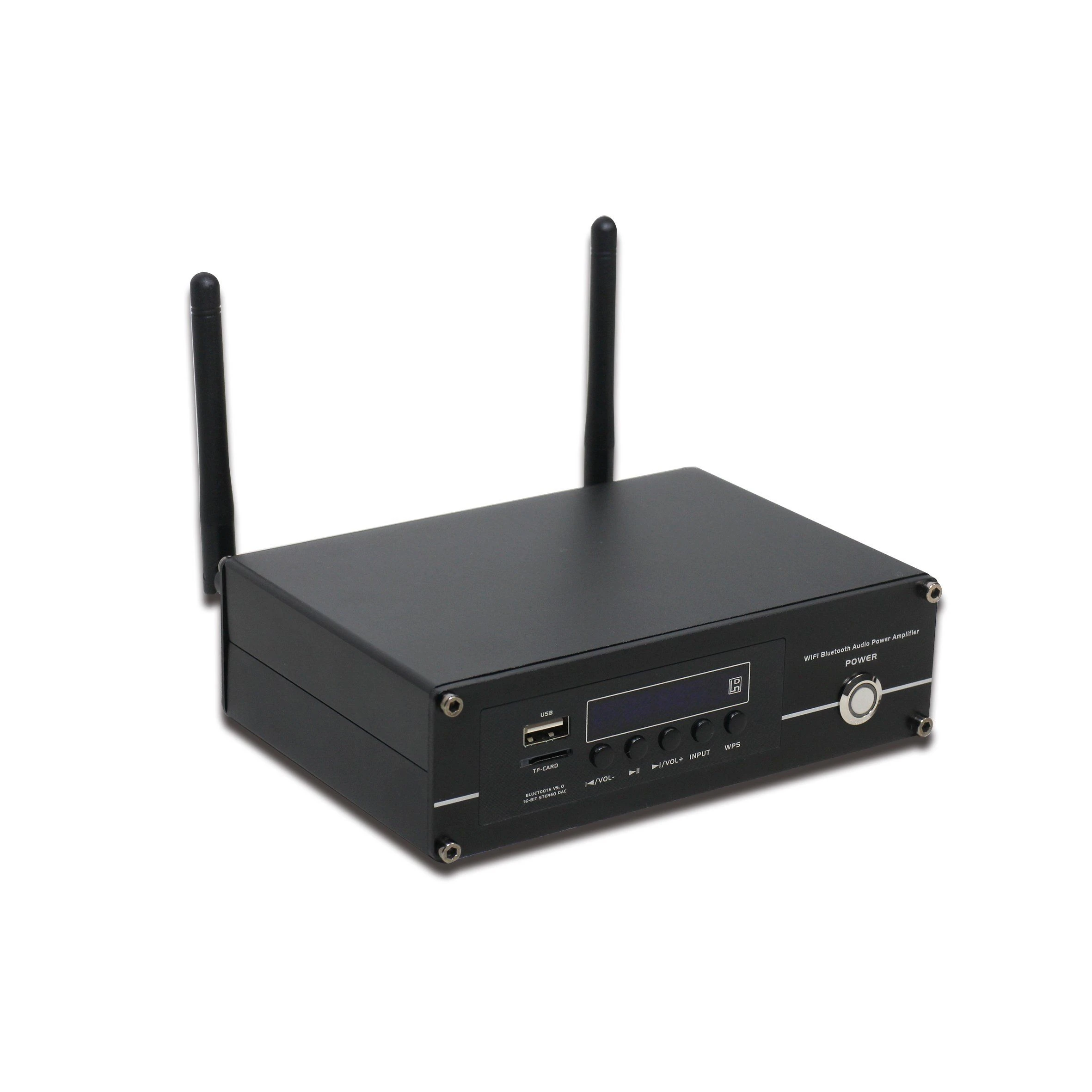 D Class 2X60W Bluetooth Stereo Output Smart Home Audio Mini WiFi Amplifier with USB Aux SD Card