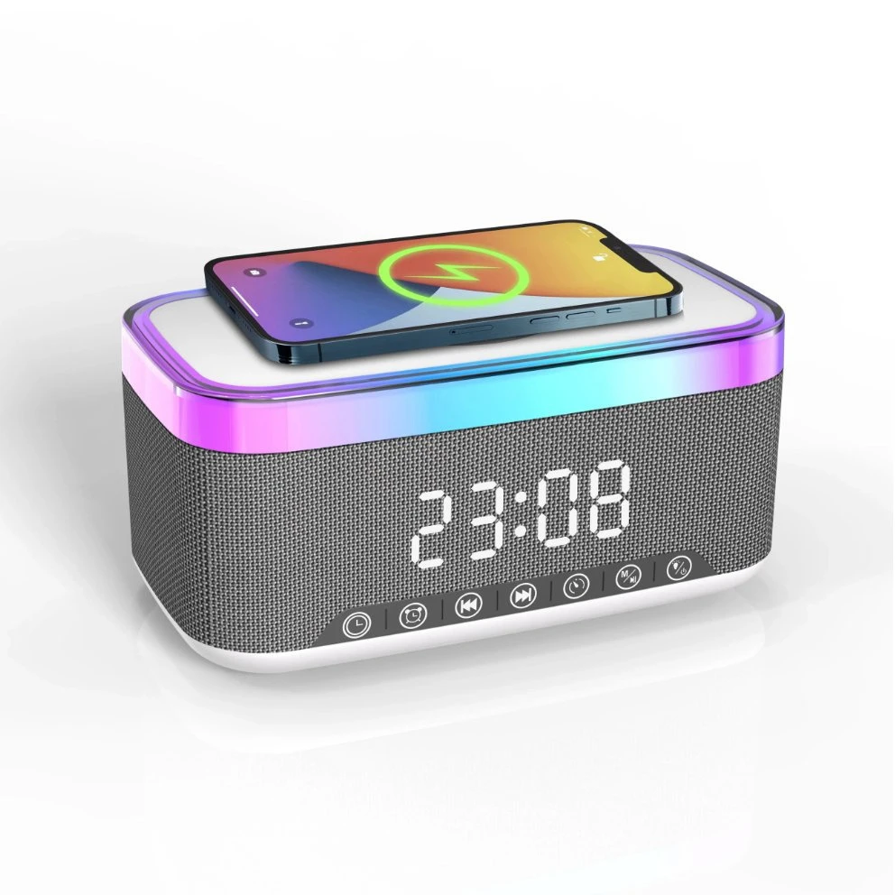 Desktop Bluetooth Speaker with Wireless Charging and Colorful LED Light