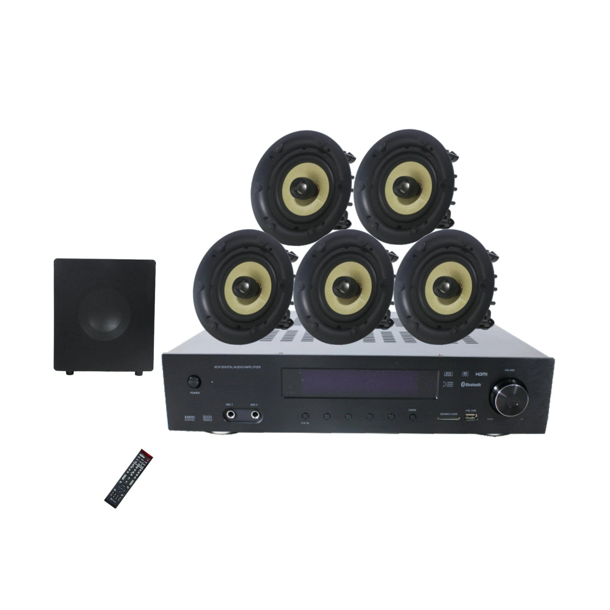Digital Audio Smart Home Video Amplifier Coaxial Ceiling Speakers Surround Sound Subwoofer for 5.1 Channel Home Theater System
