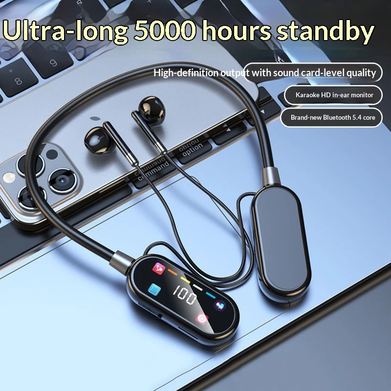 Digital Noise-Canceling Bluetooth Neckband Headphones True Wireless in-Ear Sports Earbuds