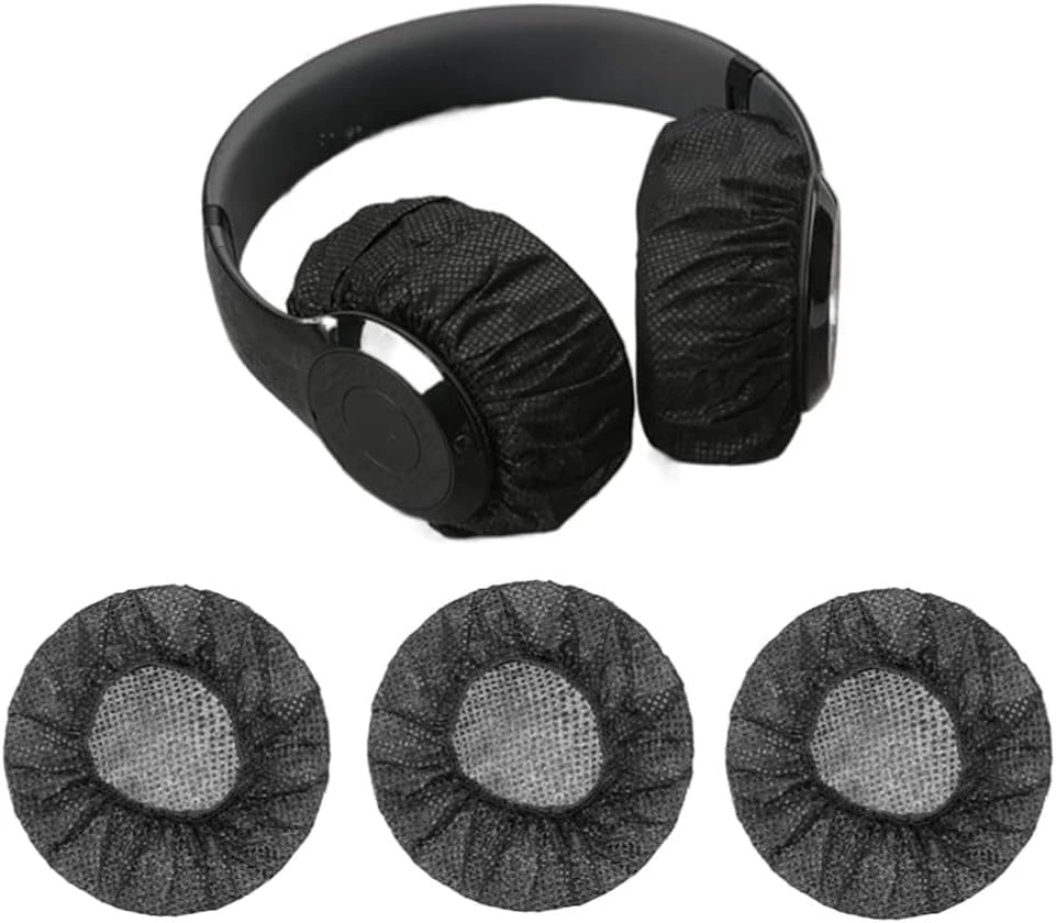 Disposable Black Customized Earphone Overs Sanitary Non-Woven Stretch Ear Pad Covers Ear Cup Covers