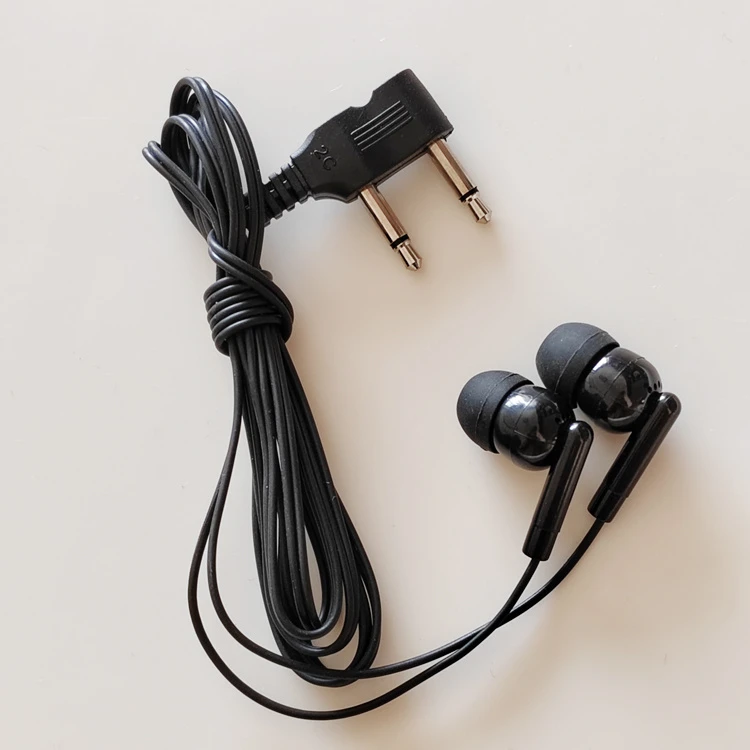 Disposable Headphones with Wire 3.5mm Double Plug Disposable Airline Earphone Headphones with Fixed Two Pin