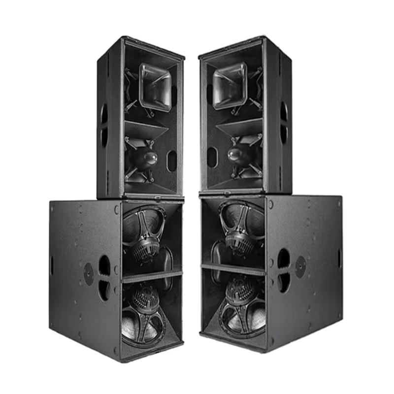 Domc T24n Dual 12″ Passive Full Range Line Array Speaker, Scratch Resistant Cabinet Professional Stage Audio