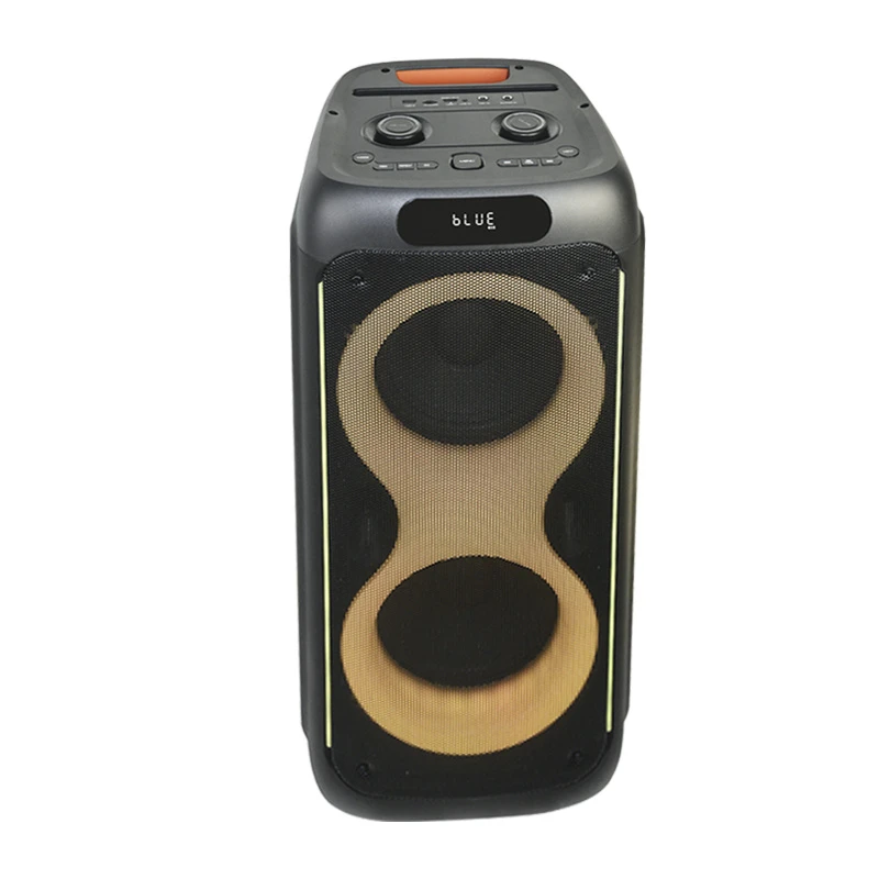 Double 10 Inch Portable Heavy Bass Music Home Theater Sound System 80W Sound Box Trolley Party Speaker with RGB Light
