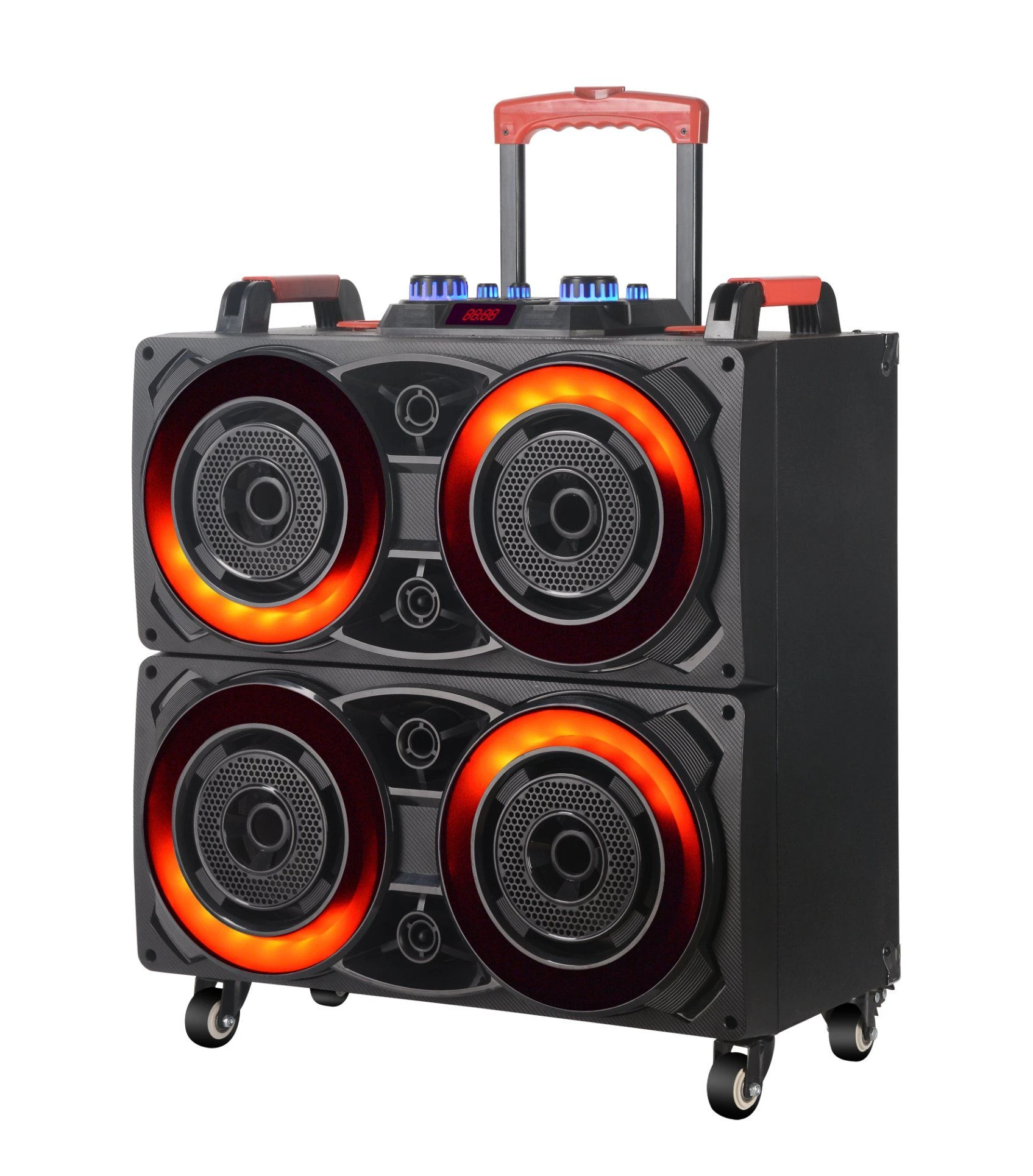 Double 4*8″ RMS 80W Portable Partybox Bt Wireless Speaker with Good Sound Quality