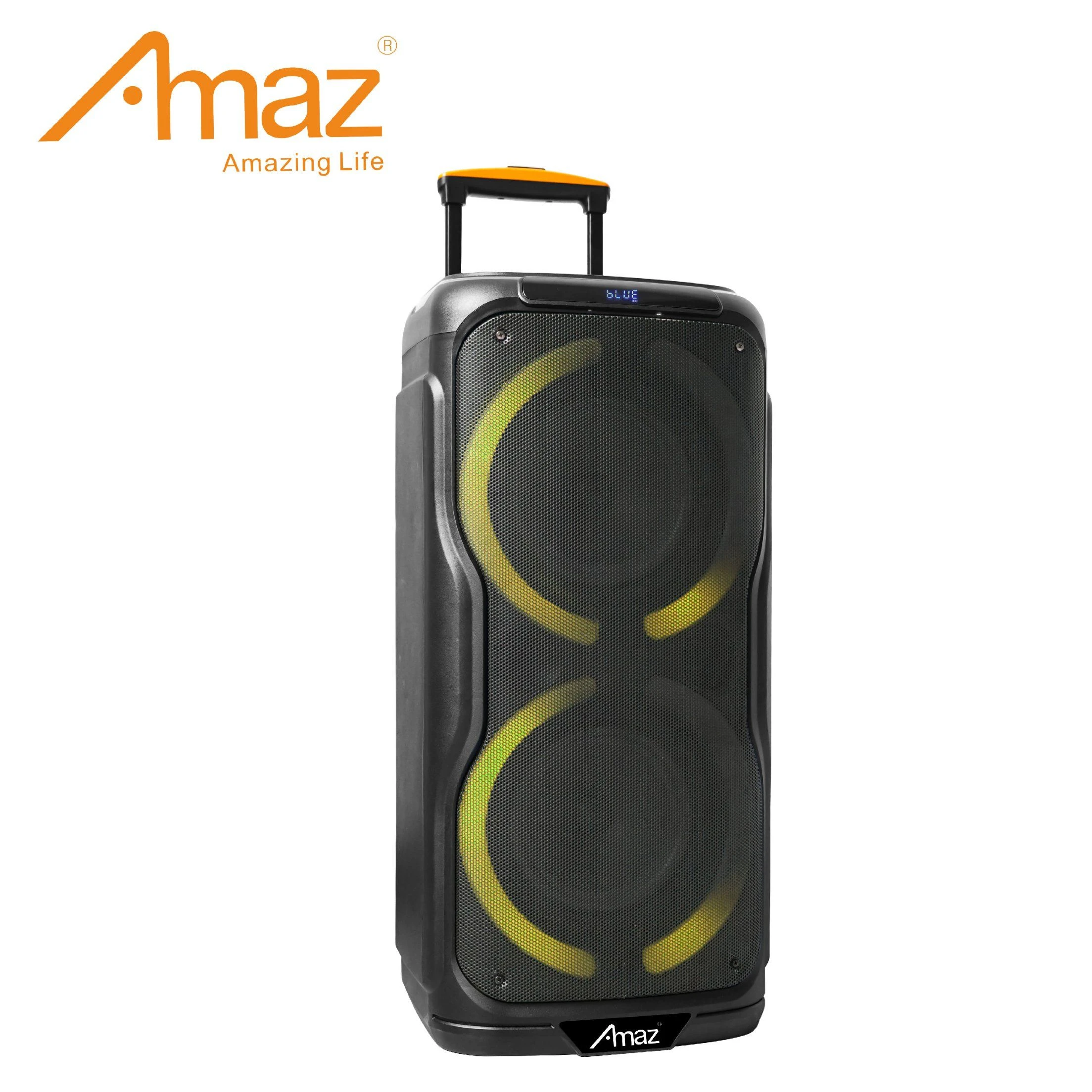 Double 8 Inch Powerful Party Box Rechargeable Wireless Trolley Speaker
