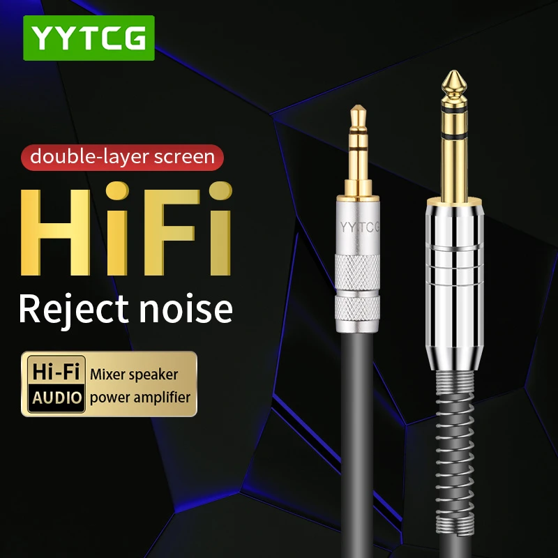 Double-Layer Shielded OFC Core 3.5mm to 6.35mm Audio Cable for Mobile Phone & Professional Mixer Connection