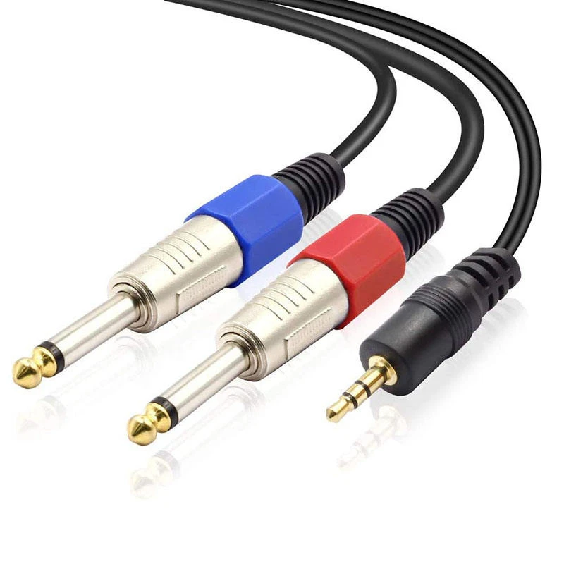 Double-Shielded Noise-Reduction Cable Three-Core Stereo 6.35mm Male-to-Male Audio Cable, Suitable for HiFi Instrument Accessories