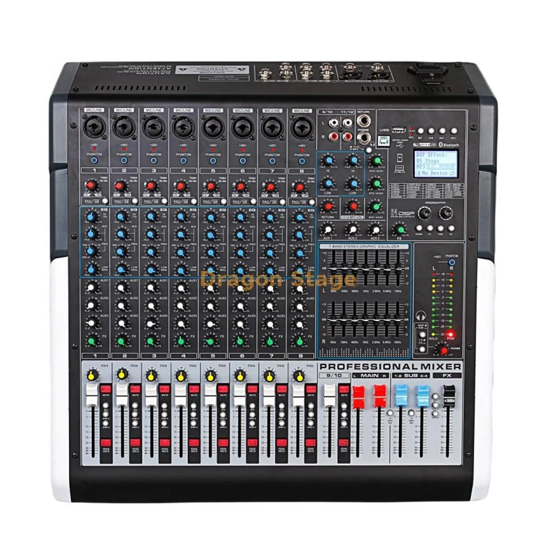 Dragonstage Hts10 8 Channel Professional Audio Mixer with DSP Effects