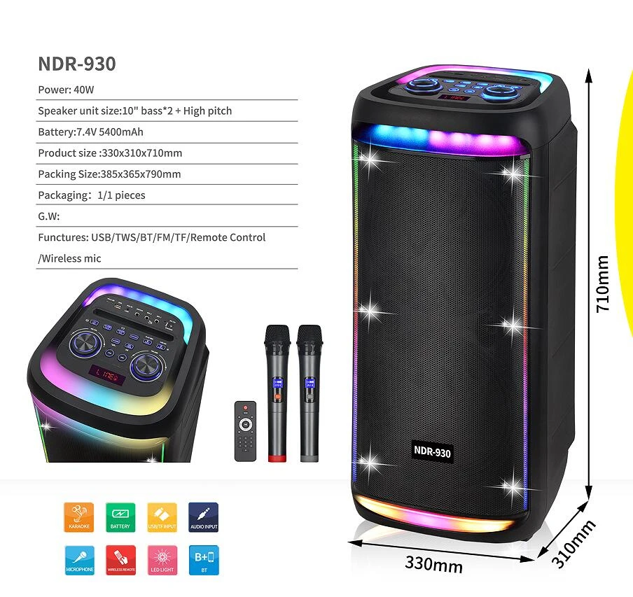 Dual 10inch Party Box with Ndr-930 Sound System