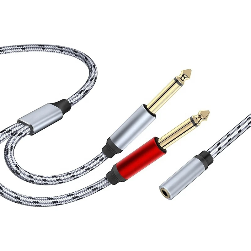Dual 6.35mm Male to 3.5mm Female Audio Adapter Cable