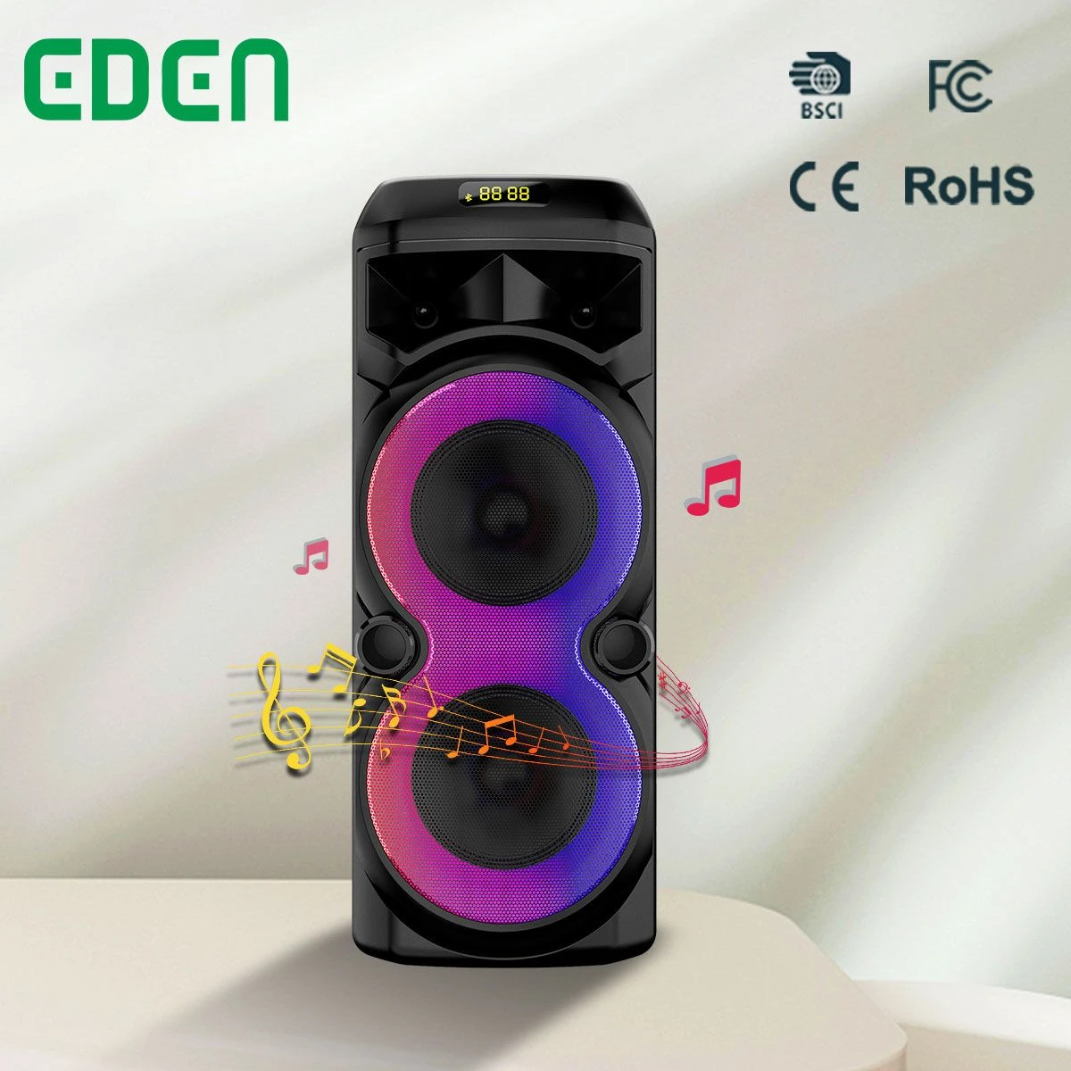 Dual 6.5 Inch Boombox Speaker Parti Box Bluetooth Speaker in Wood Waterproof Party USB Speaker