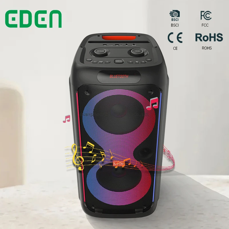 Dual 8 Inch Wireless Speaker Wireless Bluetooth Party Speaker Hi Fi OEM Speaker Portable Speaker with Microphone
