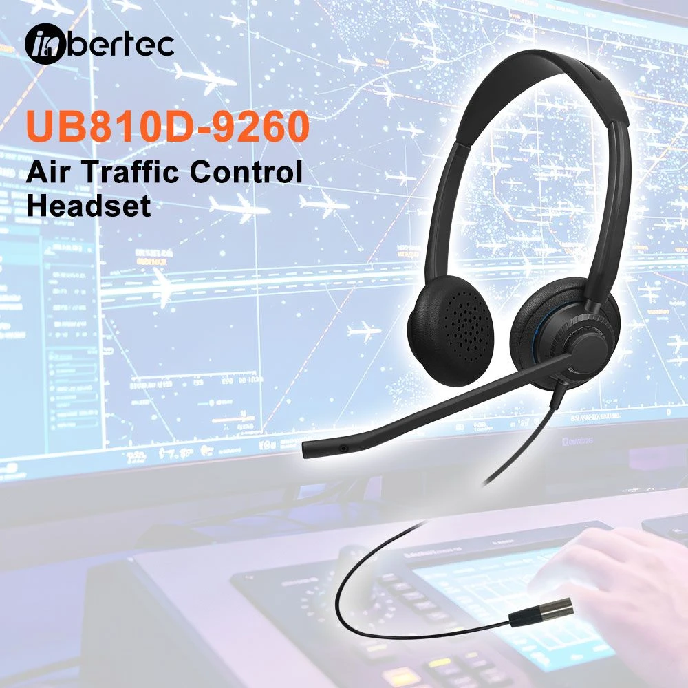 Dual Channel Atc Headset Ergonomic Comfort Noise-Attenuating Extended-Wear Communication
