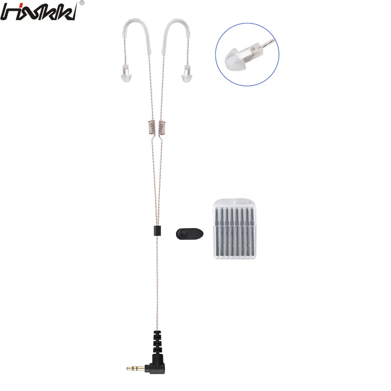 Dual Ear Coiled Cable Clear Earpiece for Only Listen