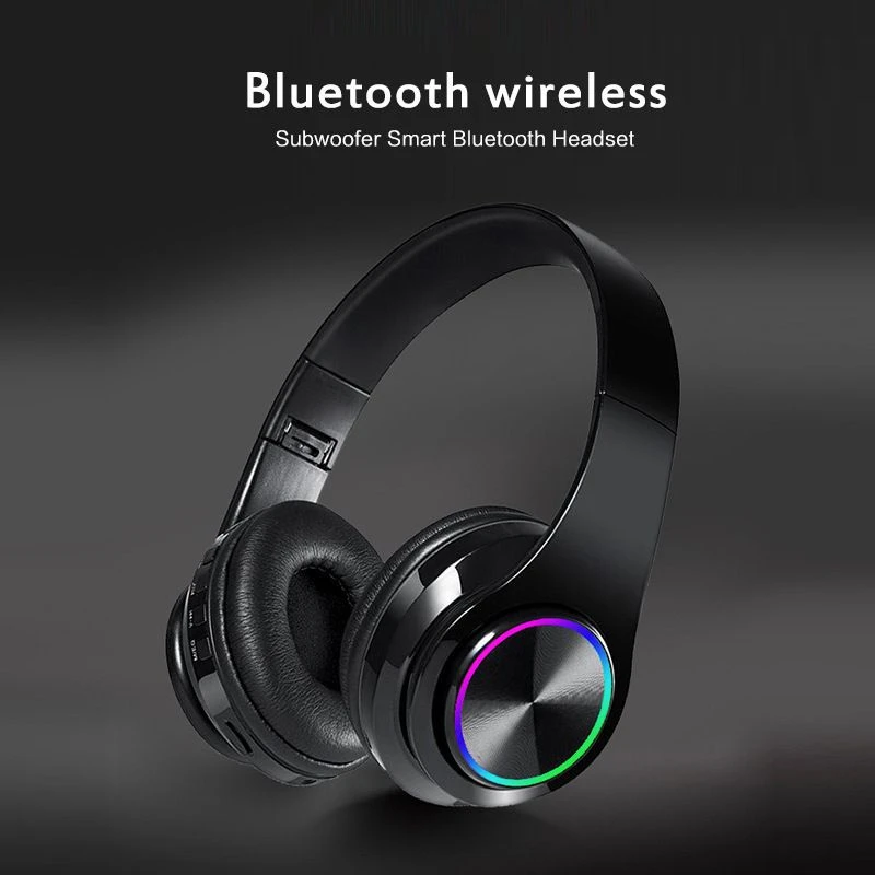 Dual Mode Foldable Headset Color LED Breathing Lamp Deep Bass Bluetooth Earphones