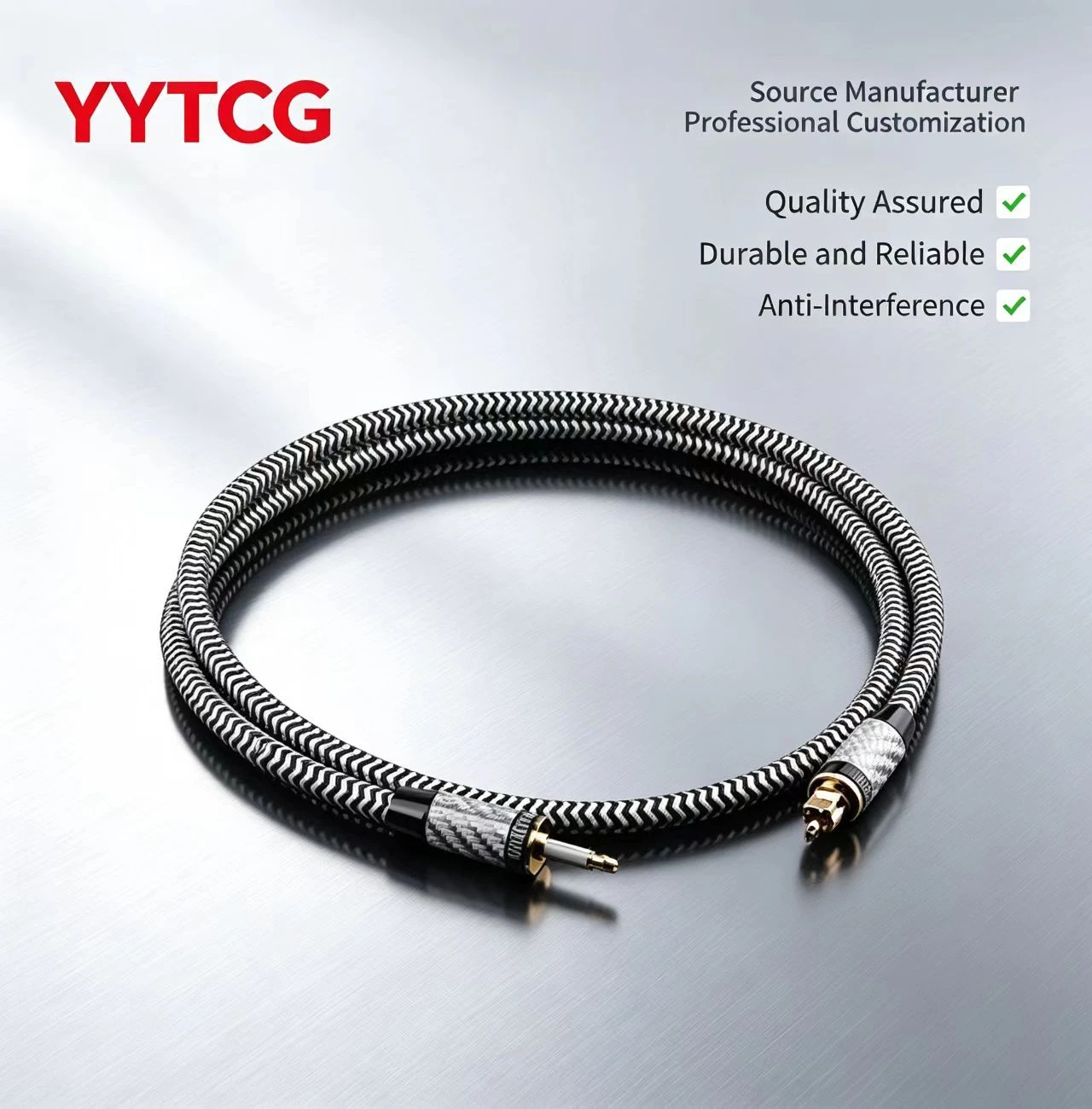 Durable Alloy Shell Optical Digital Cable Square to Round Interface for HiFi Audio Systems